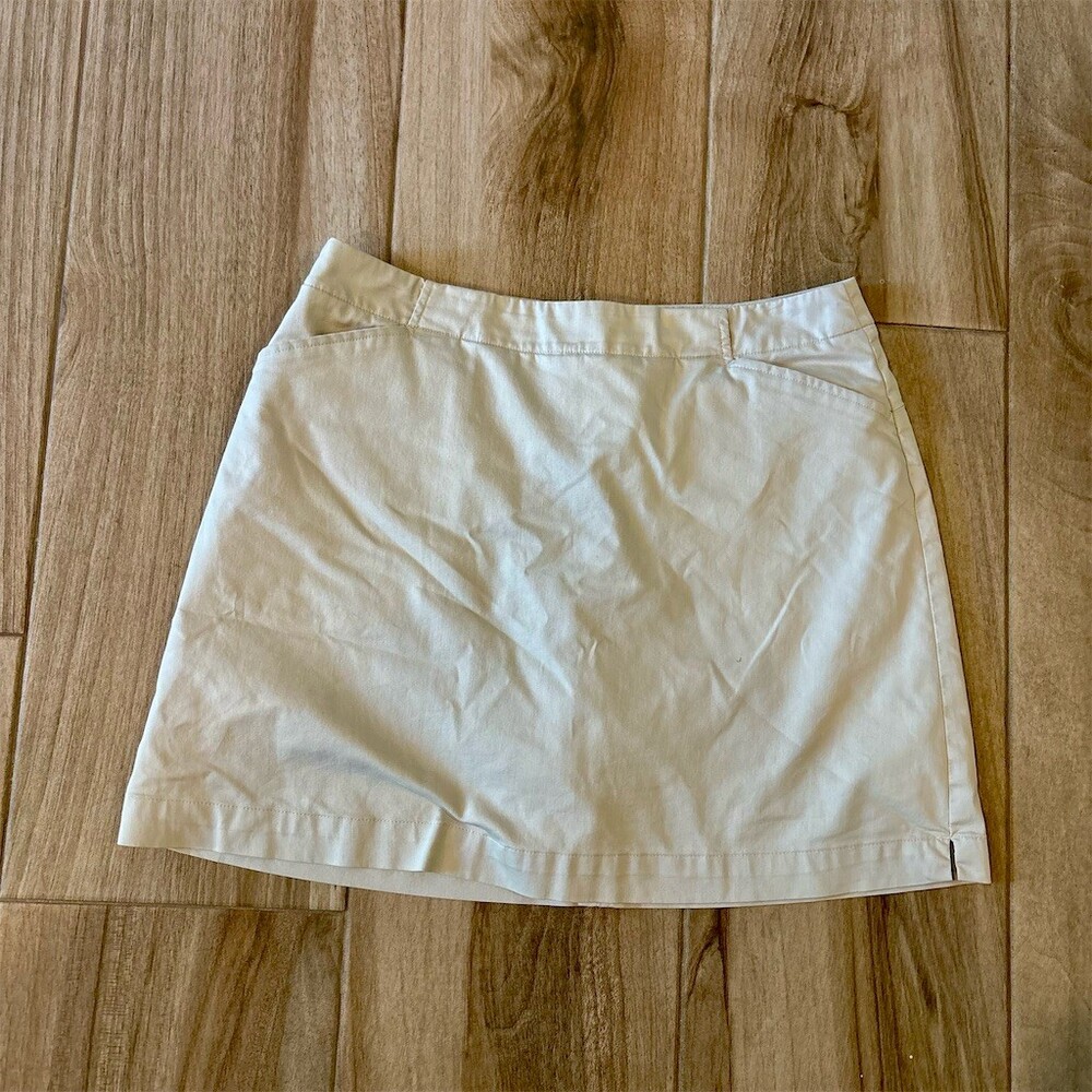 Nike Golf Dri-FIT Skort Womens Size 12 Beige Knee Length Back Zip Pockets